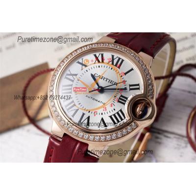 Ballon Bleu WJBB0080 SEIKO NH05A Automatic Womens Watch Best Edition AF 33mm RG Diamond Bezel Red Dial Red Leather