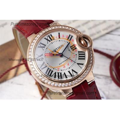 Ballon Bleu WJBB0080 SEIKO NH05A Automatic Womens Watch Best Edition AF 33mm RG Diamond Bezel Red Dial Red Leather