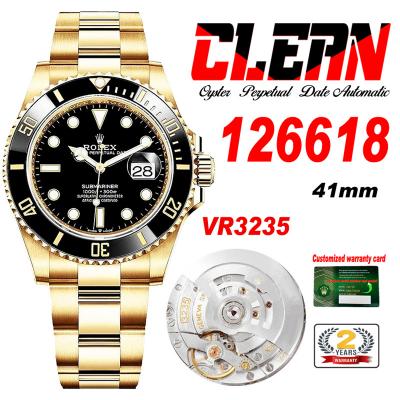 mariner 126618 VR3235 Automatic Mens Watch Best Edition Clean YG Ceramic Bezel Black Dial 904L SS Bracelet CHS