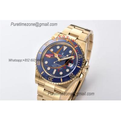 mariner 126618 VR3235 Automatic Mens Watch Best Edition Clean YG Ceramic Bezel Blue Dial 904L SS Bracelet CHS