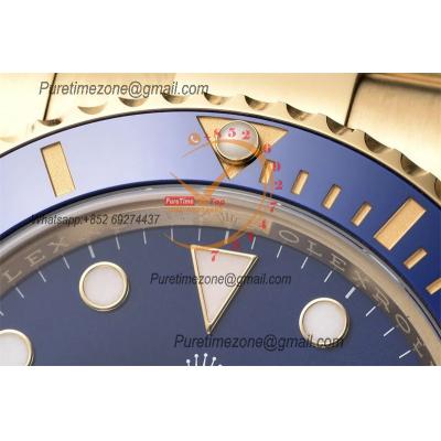 mariner 126618 VR3235 Automatic Mens Watch Best Edition Clean YG Ceramic Bezel Blue Dial 904L SS Bracelet CHS