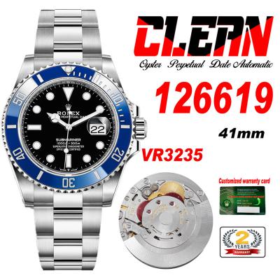 Submariner 41 126619 VR3235 Automatic Mens Watch Best Edition CLEAN Blue Ceramics Bezel Black Dial 904L SS Bracelet