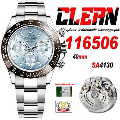 Daytona 116506 SA4130 Automatic Chronograph Mens Watch Best Edition CLEAN V3 ICE Blue Diamonds Dial 904L SS Bracelet CHS