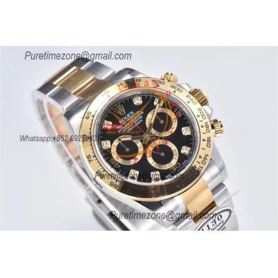 Daytona 116503 SA4130 Automatic Chronograph Mens Watch Best Edition CLEAN  V3 YG Black Diamond Dial 904L SS Bracelet CHS