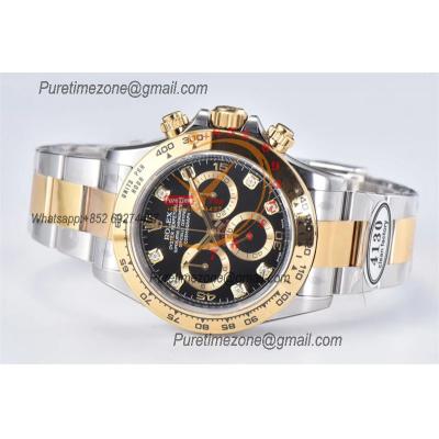 Daytona 116503 SA4130 Automatic Chronograph Mens Watch Best Edition CLEAN  V3 YG Black Diamond Dial 904L SS Bracelet CHS