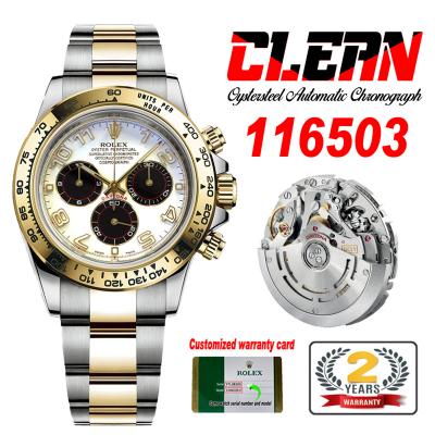 Daytona 116503 SA4130 Automatic Chronograph Mens Watch Best Edition CLEAN  V3 YG White Black Dial 904L SS Bracelet CHS