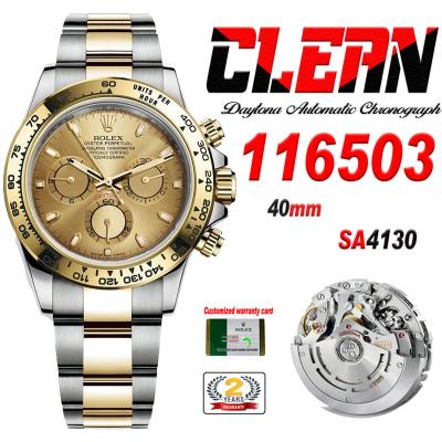 Daytona 116503 SA4130 Automatic Chronograph Mens Watch Best Edition CLEAN V3 YG Champagne Dial 904L SS Bracelet CHS