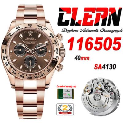 Daytona 116505 SA4130 Automatic Chronograph Mens Watch Best Edition CLEAN V3 RG Brown Dial 904L Steel Bracelet CHS