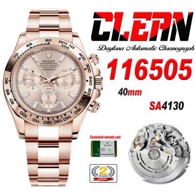 Daytona 116505 SA4130 Automatic Chronograph Mens Watch Best Edition CLEAN  V3 RG Champagne Diamonds Dial 904L SS Bracele