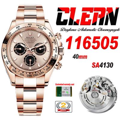 Daytona 116505 SA4130 Automatic Chronograph Mens Watch Best Edition CLEAN V3 RG Gold Dial 904L SS Bracelet CHS