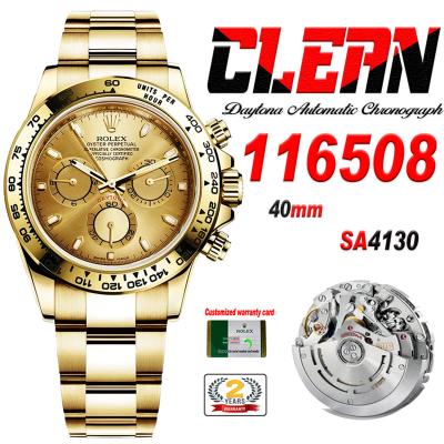 Daytona 116508 SA4130 Automatic Chronograph Mens Watch Best Edition CLEAN  V3 YG Champagne Dial 904L SS Bracelet CHS