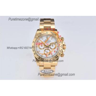 Daytona 116508 SA4130 Automatic Chronograph Mens Watch Best Edition CLEAN V3 YG White Stick Dial 904L Steel Bracelet CHS