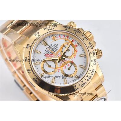 Daytona 116508 SA4130 Automatic Chronograph Mens Watch Best Edition CLEAN V3 YG White Stick Dial 904L Steel Bracelet CHS