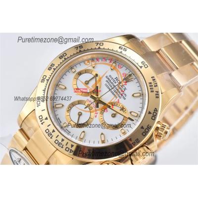 Daytona 116508 SA4130 Automatic Chronograph Mens Watch Best Edition CLEAN V3 YG White Stick Dial 904L Steel Bracelet CHS