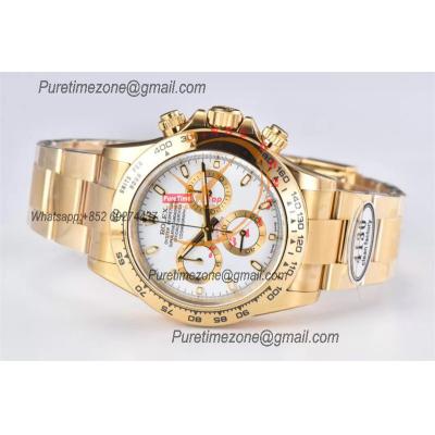 Daytona 116508 SA4130 Automatic Chronograph Mens Watch Best Edition CLEAN V3 YG White Stick Dial 904L Steel Bracelet CHS