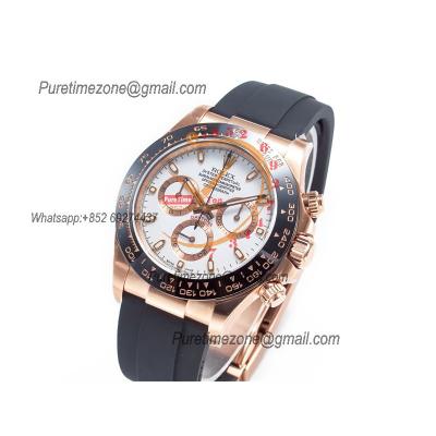 Daytona 116515 SA4130 Automatic Chronograph Mens Watch Best Edition CLEAN  V3 RG White Stick Dial Black Oysterflex Rubbe