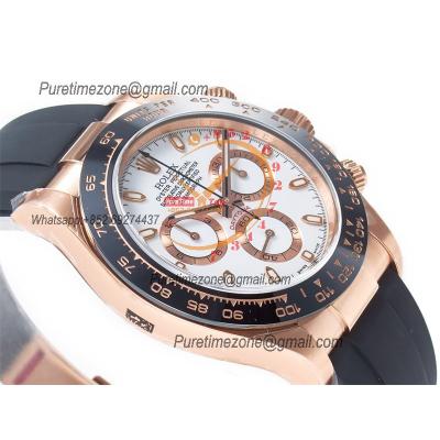 Daytona 116515 SA4130 Automatic Chronograph Mens Watch Best Edition CLEAN  V3 RG White Stick Dial Black Oysterflex Rubbe