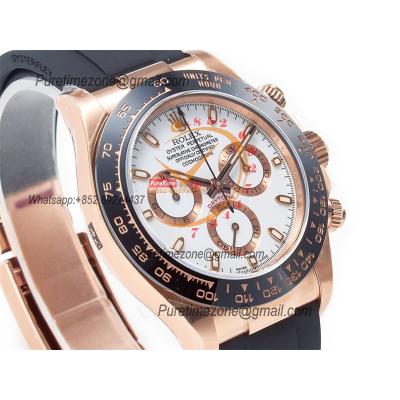 Daytona 116515 SA4130 Automatic Chronograph Mens Watch Best Edition CLEAN  V3 RG White Stick Dial Black Oysterflex Rubbe