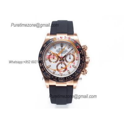 Daytona 116515 SA4130 Automatic Chronograph Mens Watch Best Edition CLEAN  V3 RG White Stick Dial Black Oysterflex Rubbe