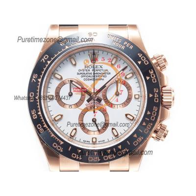 Daytona 116515 SA4130 Automatic Chronograph Mens Watch Best Edition CLEAN  V3 RG White Stick Dial Black Oysterflex Rubbe