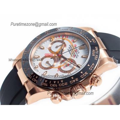 Daytona 116515 SA4130 Automatic Chronograph Mens Watch Best Edition CLEAN  V3 RG White Stick Dial Black Oysterflex Rubbe