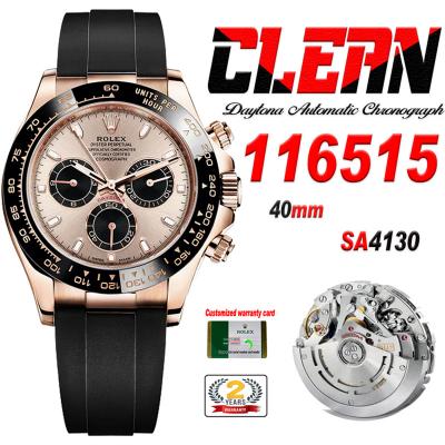 Daytona 116515 SA4130 Automatic Chronograph Mens Watch Best Edition CLEAN V3 RG Rose Gold Dial Black Oysterflex Rubber C