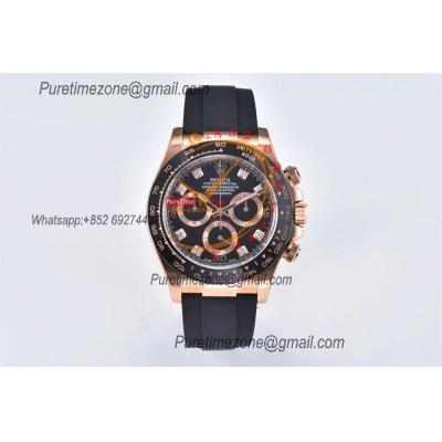 Daytona 116515 SA4130 Automatic Chronograph Mens Watch Best Edition CLEAN V3 RG Black Diamond Dial Oysterflex Rubber CHS