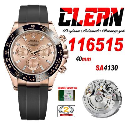 Daytona 116515 SA4130 Automatic Chronograph Mens Watch Best Edition CLEAN  V3 RG Gold Diamond Dial Oysterflex Rubber CHS