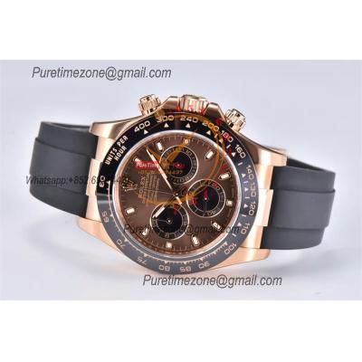 Daytona 116515 SA4130 Automatic Chronograph Mens Watch Best Edition CLEAN V3 RG Brown Black Dial Oysterflex Rubber CHS