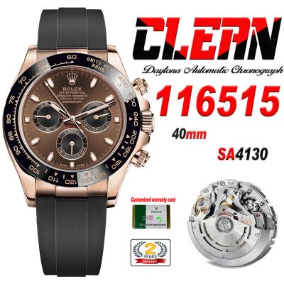 Daytona 116515 SA4130 Automatic Chronograph Mens Watch Best Edition CLEAN V3 RG Brown Black Dial Oysterflex Rubber CHS