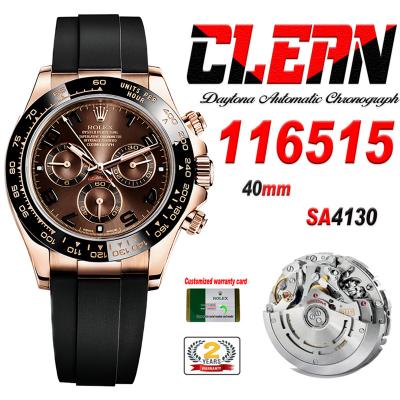 Daytona 116515 SA4130 Automatic Chronograph Mens Watch Best Edition CLEAN V3 RG Brown Dial Black Oysterflex Rubber CHS