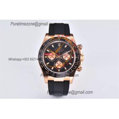 Daytona 116515 SA4130 Automatic Chronograph Mens Watch Best Edition CLEAN  V3 RG Black Dial Black Oysterflex Rubber CHS