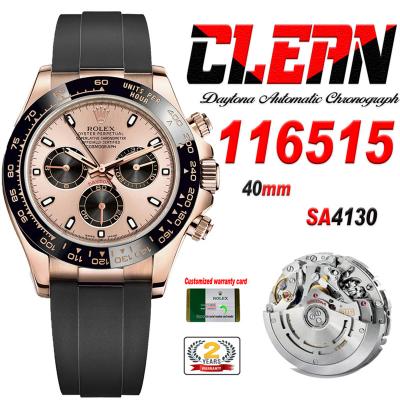 Daytona 116515 SA4130 Automatic Chronograph Mens Watch Best Edition CLEAN V3 RG Rose Gold Dial Black Oysterflex Rubber C