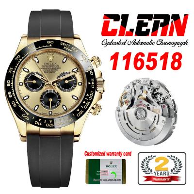 Daytona 116518 SA4130 Automatic Chronograph Mens Watch Best Edition CLEAN V3 YG Champagne Dial Black Oysterflex Rubber C