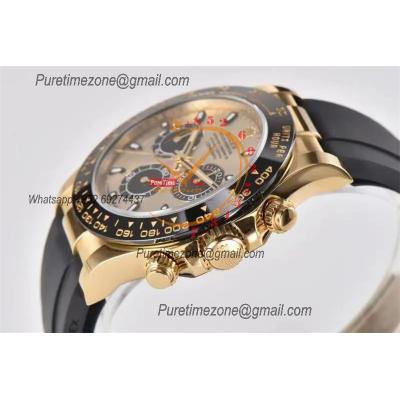 Daytona 116518 SA4130 Automatic Chronograph Mens Watch Best Edition CLEAN V3 YG Champagne Dial Black Oysterflex Rubber C