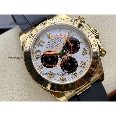 Daytona 116518 SA4130 Automatic Chronograph Mens Watch Best Edition CLEAN V3 YG White Dial Black Oysterflex Rubber CHS