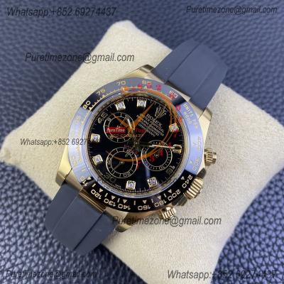 Daytona 116518 SA4130 Automatic Chronograph Mens Watch Best Edition CLEAN  V3 YG Black Diamonds Dial Oysterflex Rubber