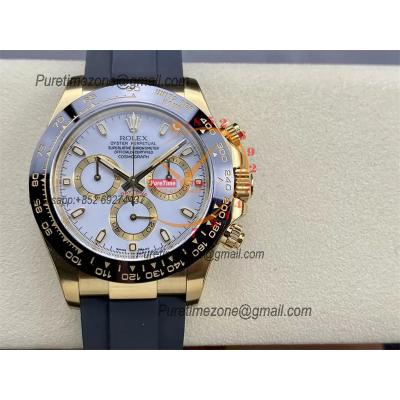 Daytona 116518 SA4130 Automatic Chronograph Mens Watch Best Edition CLEAN  V3 YG White Dial Black Oysterflex Rubber