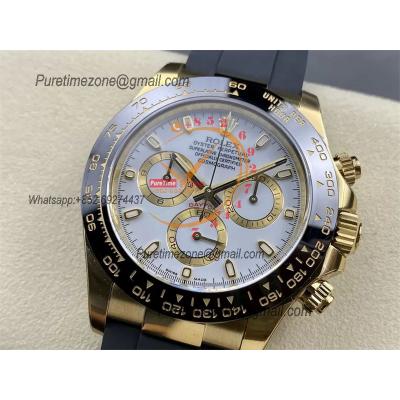 Daytona 116518 SA4130 Automatic Chronograph Mens Watch Best Edition CLEAN  V3 YG White Dial Black Oysterflex Rubber