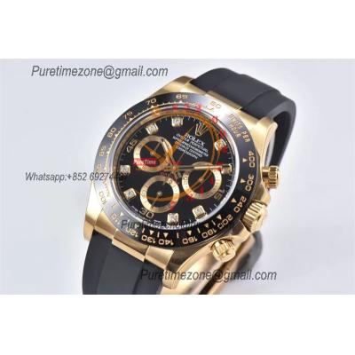 Daytona 116518 SA4130 Automatic Chronograph Mens Watch Best Edition CLEAN  V3 YG Black Diamonds Dial Oysterflex Rubber