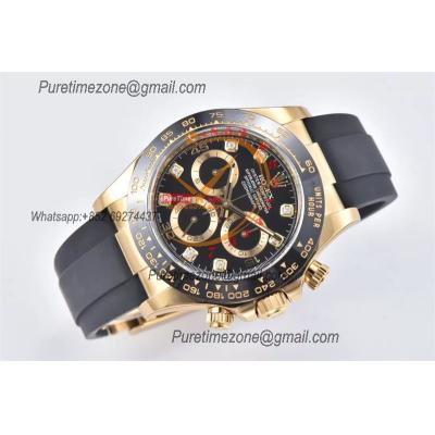 Daytona 116518 SA4130 Automatic Chronograph Mens Watch Best Edition CLEAN  V3 YG Black Diamonds Dial Oysterflex Rubber