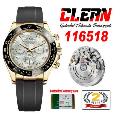 Daytona 116518 SA4130 Automatic Chronograph Mens Watch Best Edition CLEAN V3 YG MOP Diamonds Dial Oysterflex Rubber