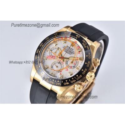 Daytona 116518 SA4130 Automatic Chronograph Mens Watch Best Edition CLEAN V3 YG MOP Diamonds Dial Oysterflex Rubber