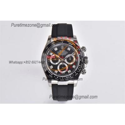 Daytona 116519 SA4130 Automatic Chronograph Mens Watch Best Edition CLEAN V3 SS Black Diamonds Dial Black Oysterflex Rub