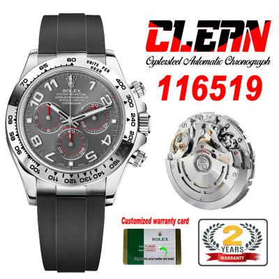 Daytona 116519 SA4130 Automatic Chronograph Mens Watch Best Edition CLEAN V3 SS Gray Dial Black Oysterflex Rubber