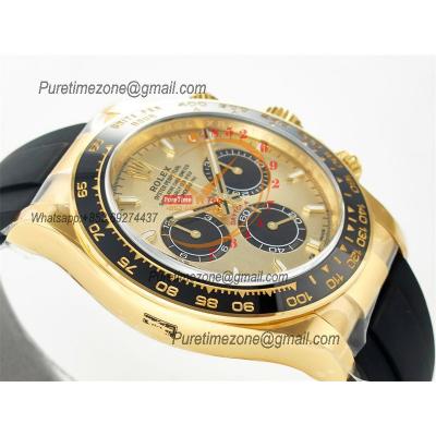 Daytona 126518 SH4131 Automatic Chronograph Mens Watch Best Edition CLEAN YG Champagne Dial Black Oysterflex Rubber CHS