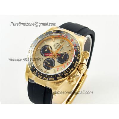 Daytona 126518 SH4131 Automatic Chronograph Mens Watch Best Edition CLEAN YG Champagne Dial Black Oysterflex Rubber CHS