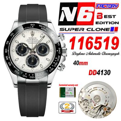 Daytona 116519 DD4130 Automatic Chronograph Mens Watch Best Edition N6F Real Meteorite Dial Black Oysterflex Rubber