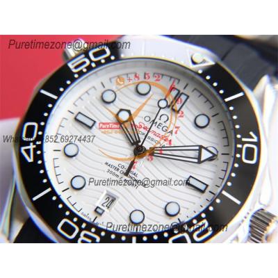 Special Prices Seamaster Diver 300M A21J Automatic Mens Watch 42 SS Ceramics Bezel White Dial Rubber Strap CHS