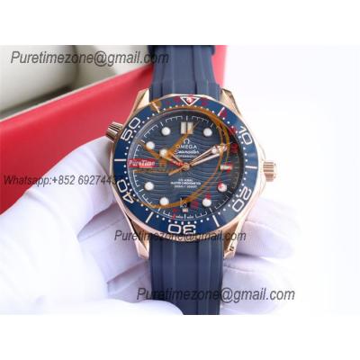 Special Prices Seamaster Diver 300M A21J Automatic Mens Watch 42mm RG Ceramics Bezel Blue Dial Rubber Strap CHS